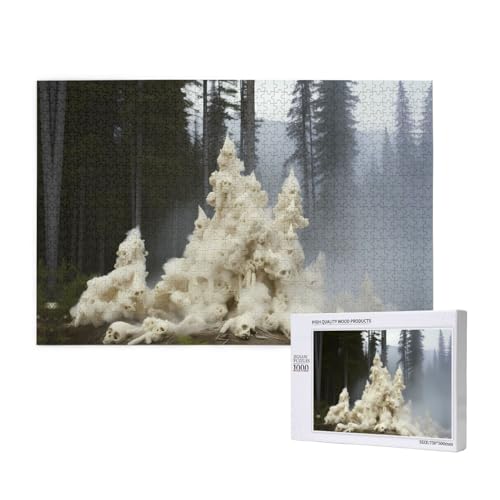 Phayah 1000 Teile Erwachsenenpuzzle Kinder Holzpuzzle Spielzeug DIY Kit Heimdekoration 75 x 50 cm Skelett Bergmuster von PHAYAH