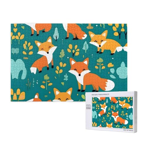 Phayah 1000 Teile Erwachsenenpuzzle Kinder Holzpuzzle Spielzeug DIY Kit Heimdekoration 75 x 50 cm Wald Happy Fox Muster Phayah 1000 Teile Erwachsenenpuzzle Kinder Holzpuzzle Spielzeug DIY Kit Heimdekoration 75 x 50 cm Wald Happy Fox Muster von PHAYAH