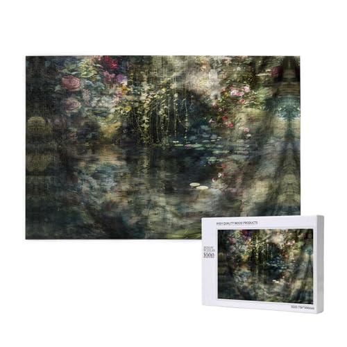 Phayah 1000 Teile Erwachsenenpuzzle Kinder Holzpuzzle Spielzeug DIY Kit Heimdekoration 75 x 50 cm Wasserpool im Baummuster von PHAYAH