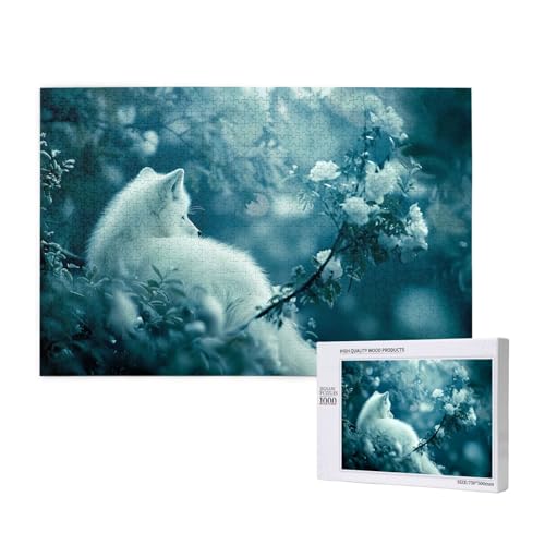 Phayah 1000 Teile Erwachsenenpuzzle Kinder Holzpuzzle Spielzeug DIY Kit Heimdekoration 75 x 50 cm Weißes Fuchsmuster Phayah 1000 Teile Erwachsenenpuzzle Kinder Holzpuzzle Spielzeug DIY Kit Heimdekoration 75 x 50 cm Weißes Fuchsmuster von PHAYAH