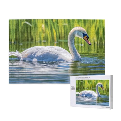Phayah 1000 Teile Erwachsenenpuzzle Kinder Holzpuzzle Spielzeug DIY Kit Heimdekoration 75 x 50 cm Weißes Schwanenmuster Phayah 1000 Teile Erwachsenenpuzzle Kinder Holzpuzzle Spielzeug DIY Kit Heimdekoration 75 x 50 cm Weißes Schwanenmuster von PHAYAH