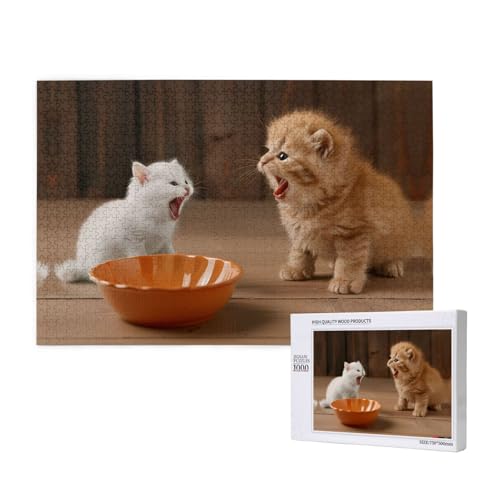 Phayah 1000 Teile Erwachsenenpuzzle Kinder Holzpuzzle Spielzeug DIY Kit Heimdekoration 75 x 50 cm Zwei Kätzchen Muster Phayah 1000 Teile Erwachsenenpuzzle Kinder Holzpuzzle Spielzeug DIY Kit Heimdekoration 75 x 50 cm Zwei Kätzchen Muster von PHAYAH