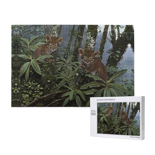 Phayah 1000 Teile Erwachsenenpuzzle Kinder Holzpuzzle Spielzeug DIY Kit Heimdekoration 75 x 50 cm Zwei Leopardenjunges Muster Phayah 1000 Teile Erwachsenenpuzzle Kinder Holzpuzzle Spielzeug DIY Kit Heimdekoration 75 x 50 cm Zwei Leopardenjunges Muster von PHAYAH