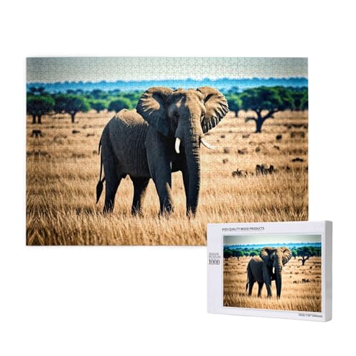 Phayah 1000 Teile Erwachsenenpuzzle Kinder Holzpuzzle Spielzeug DIY Kit Heimdekoration 75 x 50 cm afrikanisches Elefantenmuster Phayah 1000 Teile Erwachsenenpuzzle Kinder Holzpuzzle Spielzeug DIY Kit Heimdekoration 75 x 50 cm afrikanisches Elefantenmuster von PHAYAH