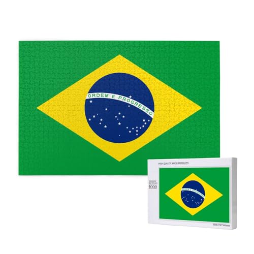 Phayah 1000 Teile Erwachsenenpuzzle Kinder Holzpuzzle Spielzeug DIY Kit Heimdekoration 75 x 50 cm brasilianisches Flaggenmuster Phayah 1000 Teile Erwachsenenpuzzle Kinder Holzpuzzle Spielzeug DIY Kit Heimdekoration 75 x 50 cm brasilianisches Flaggenmuster von PHAYAH