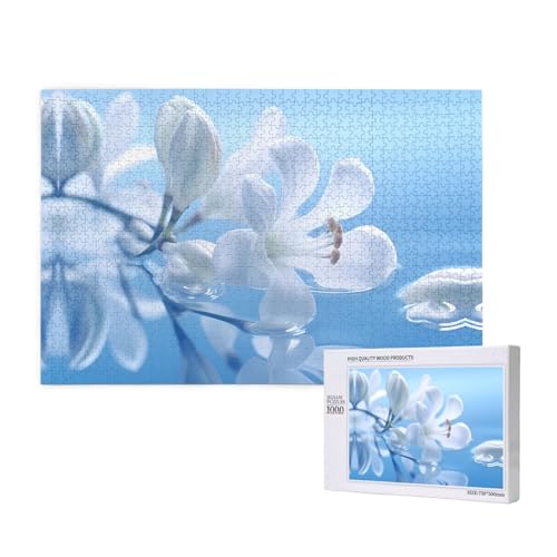 Phayah 1000 Teile Erwachsenenpuzzle Kinder Holzpuzzle Spielzeug DIY Kit Heimdekoration 75 x 50 cm kleine weiße Blumen in Blüte Muster Phayah 1000 Teile Erwachsenenpuzzle Kinder Holzpuzzle Spielzeug DIY Kit Heimdekoration 75 x 50 cm kleine weiße Blumen in Blüte Muster von PHAYAH