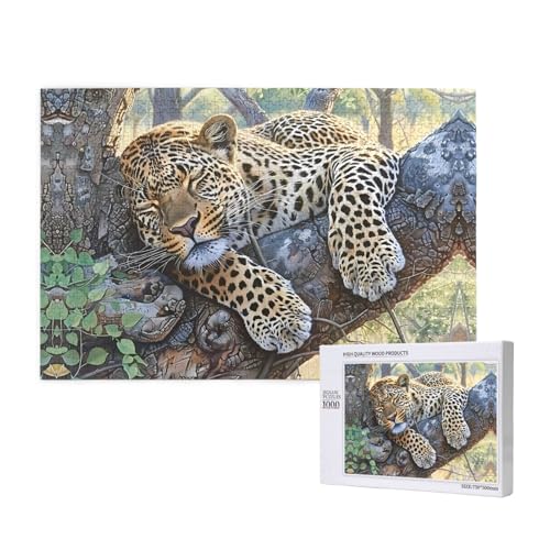 Phayah 1000 Teile Erwachsenenpuzzle Kinder Holzpuzzle Spielzeug DIY Kit Heimdekoration 75 x 50 cm schlafendes Leopardenmuster Phayah 1000 Teile Erwachsenenpuzzle Kinder Holzpuzzle Spielzeug DIY Kit Heimdekoration 75 x 50 cm schlafendes Leopardenmuster von PHAYAH