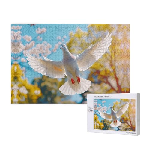 Phayah 1000 Teile Erwachsenenpuzzle Kinder Holzpuzzle Spielzeug DIY Kit Heimdekoration 75 x 50 cm weißes Taubenmuster Phayah 1000 Teile Erwachsenenpuzzle Kinder Holzpuzzle Spielzeug DIY Kit Heimdekoration 75 x 50 cm weißes Taubenmuster von PHAYAH