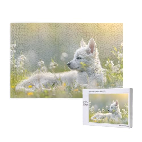 Phayah 1000 Teile Erwachsenenpuzzle Kinder Holzpuzzle Spielzeug DIY Kit Heimdekoration 75 x 50 cm weißes Welpenmuster Phayah 1000 Teile Erwachsenenpuzzle Kinder Holzpuzzle Spielzeug DIY Kit Heimdekoration 75 x 50 cm weißes Welpenmuster von PHAYAH