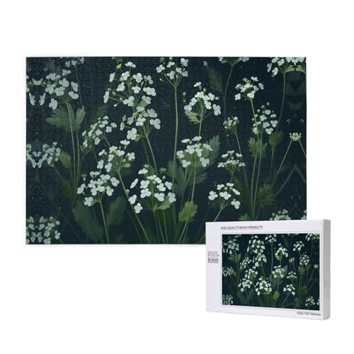 Phayah 1000 Teile Erwachsenenpuzzle Kinder Holzpuzzle Spielzeug DIY Kit Heimdekoration 75 x 50 cm weißes Wildblumenmuster Phayah 1000 Teile Erwachsenenpuzzle Kinder Holzpuzzle Spielzeug DIY Kit Heimdekoration 75 x 50 cm weißes Wildblumenmuster von PHAYAH