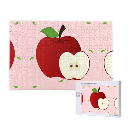 Phayah 1000 Teile Erwachsenenpuzzle Kinder Holzpuzzle Spielzeug DIY Kit Home Decor 75x50cm Cartoon Rot Muster von PHAYAH
