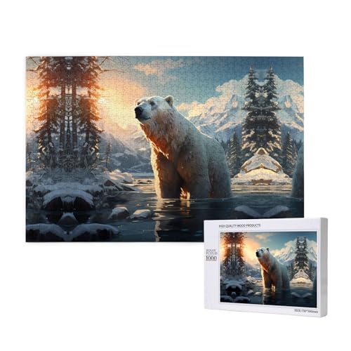 Phayah 1000 Teile Erwachsenenpuzzle Kinder Holzpuzzle Spielzeug DIY Kit Home Decor 75x50cm Eisbär im Winter Muster Phayah 1000 Teile Erwachsenenpuzzle Kinder Holzpuzzle Spielzeug DIY Kit Home Decor 75x50cm Eisbär im Winter Muster von PHAYAH