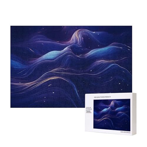 Phayah 300 Stück Blaue Marmoradern Muster Puzzle Einzigartige Puzzle Wandkunst Bild für Heimdekoration von PHAYAH