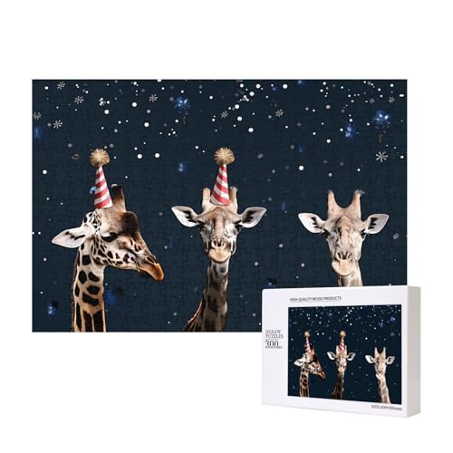 Phayah 300 Stück Giraffe in Hut Muster Puzzle Einzigartiges Puzzle Wandkunst Bild für Heimdekoration von PHAYAH