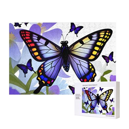 Phayah 300 Teile Erwachsenenpuzzle Kinder Holzpuzzle Spielzeug Kit Wohnkultur 40 x 28 cm Flying Butterfly Muster von PHAYAH