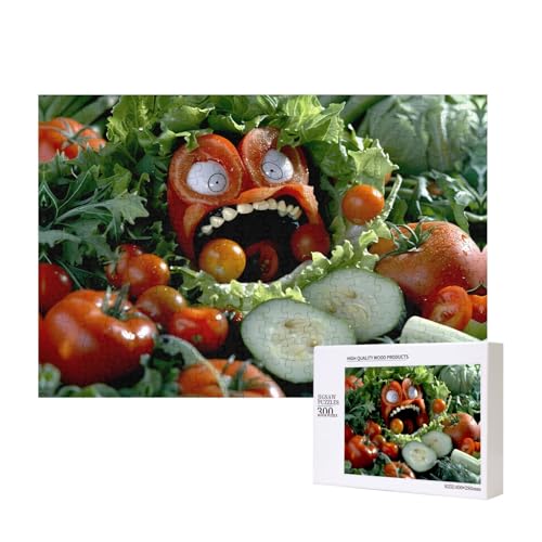 Phayah 300 Teile Erwachsenenpuzzle Kinder Holzpuzzle Spielzeug Kit Wohnkultur 40 x 28 cm Gemüse mit offenem Mund Muster von PHAYAH