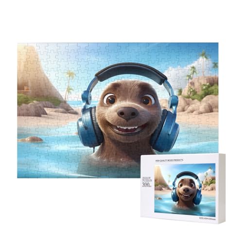 Phayah 300 Teile Erwachsenenpuzzle Kinder Holzpuzzle Spielzeug Kit Wohnkultur 40 x 28 cm Shuse mit Kopfhörern Muster von PHAYAH