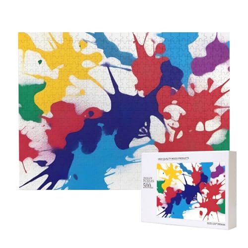 Phayah 500 Teile Erwachsenenpuzzle Kinder Holzpuzzle Spielzeug Kit Heimdekoration 52 x 38 cm Abstraktes Farbspritzmuster Phayah 500 Teile Erwachsenenpuzzle Kinder Holzpuzzle Spielzeug Kit Heimdekoration 52 x 38 cm Abstraktes Farbspritzmuster von PHAYAH