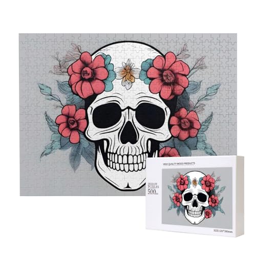 Phayah 500 Teile Erwachsenenpuzzle Kinder Holzpuzzle Spielzeug Kit Heimdekoration 52 x 38 cm Blume verziertes Totenkopfmuster Phayah 500 Teile Erwachsenenpuzzle Kinder Holzpuzzle Spielzeug Kit Heimdekoration 52 x 38 cm Blume verziertes Totenkopfmuster von PHAYAH