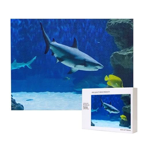 Phayah 500 Teile Erwachsenenpuzzle Kinder Holzpuzzle Spielzeug Kit Heimdekoration 52 x 38 cm Hai jagt kleine Fische Muster Phayah 500 Teile Erwachsenenpuzzle Kinder Holzpuzzle Spielzeug Kit Heimdekoration 52 x 38 cm Hai jagt kleine Fische Muster von PHAYAH