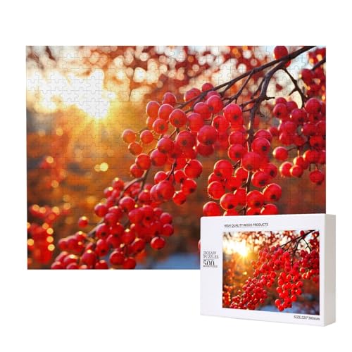 Phayah 500 Teile Erwachsenenpuzzle Kinder Holzpuzzle Spielzeug Kit Heimdekoration 52 x 38 cm Kleine rote Beeren Muster Phayah 500 Teile Erwachsenenpuzzle Kinder Holzpuzzle Spielzeug Kit Heimdekoration 52 x 38 cm Kleine rote Beeren Muster von PHAYAH