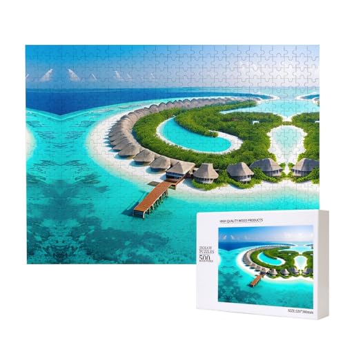 Phayah 500 Teile Erwachsenenpuzzle Kinder Holzpuzzle Spielzeug Kit Heimdekoration 52 x 38 cm Malediven Landschaft Muster Phayah 500 Teile Erwachsenenpuzzle Kinder Holzpuzzle Spielzeug Kit Heimdekoration 52 x 38 cm Malediven Landschaft Muster von PHAYAH