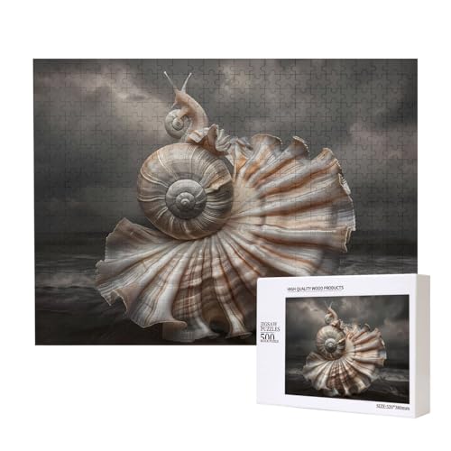 Phayah 500 Teile Erwachsenenpuzzle Kinder Holzpuzzle Spielzeug Kit Heimdekoration 52 x 38 cm Rockschneckenmuster von PHAYAH