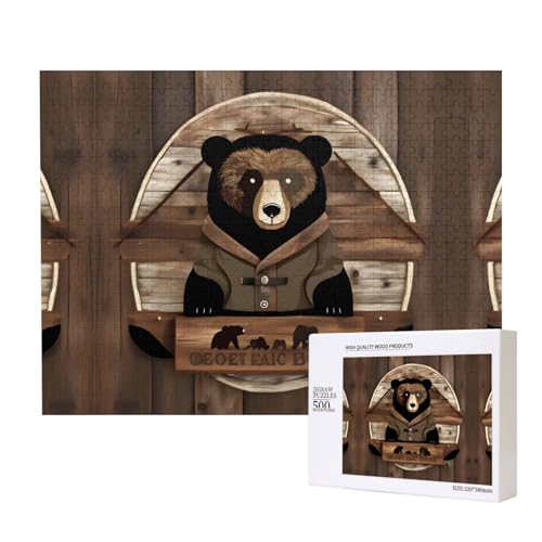 Phayah 500 Teile Erwachsenenpuzzle Kinder Holzpuzzle Spielzeug Kit Heimdekoration 52 x 38 cm Rustikales Bärenmuster Phayah 500 Teile Erwachsenenpuzzle Kinder Holzpuzzle Spielzeug Kit Heimdekoration 52 x 38 cm Rustikales Bärenmuster von PHAYAH