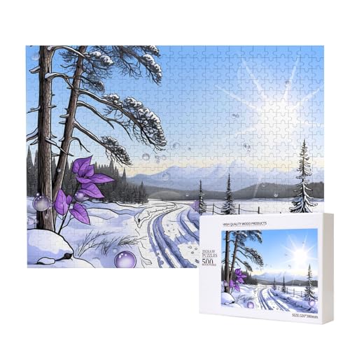 Phayah 500 Teile Erwachsenenpuzzle Kinder Holzpuzzle Spielzeug Kit Heimdekoration 52 x 38 cm Schneestraße Muster Phayah 500 Teile Erwachsenenpuzzle Kinder Holzpuzzle Spielzeug Kit Heimdekoration 52 x 38 cm Schneestraße Muster von PHAYAH