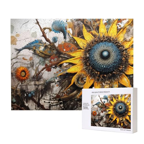 Phayah 500 Teile Erwachsenenpuzzle Kinder Holzpuzzle Spielzeug Kit Heimdekoration 52 x 38 cm Seltsames Sonnenblumenmuster Phayah 500 Teile Erwachsenenpuzzle Kinder Holzpuzzle Spielzeug Kit Heimdekoration 52 x 38 cm Seltsames Sonnenblumenmuster von PHAYAH