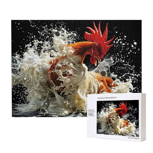 Phayah 500 Teile Erwachsenenpuzzle Kinder Holzpuzzle Spielzeug Kit Heimdekoration 52 x 38 cm Wasserbedecktes Hahnmuster Phayah 500 Teile Erwachsenenpuzzle Kinder Holzpuzzle Spielzeug Kit Heimdekoration 52 x 38 cm Wasserbedecktes Hahnmuster von PHAYAH