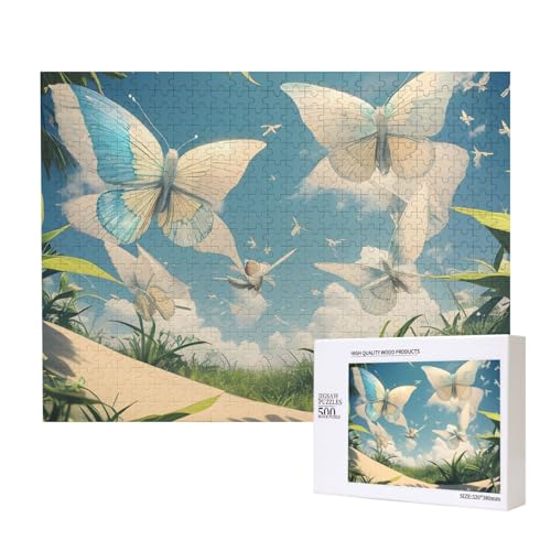 Phayah 500 Teile Erwachsenenpuzzle Kinder Holzpuzzle Spielzeug Kit Heimdekoration 52 x 38 cm flatterndes Schmetterlingsmuster Phayah 500 Teile Erwachsenenpuzzle Kinder Holzpuzzle Spielzeug Kit Heimdekoration 52 x 38 cm flatterndes Schmetterlingsmuster von PHAYAH