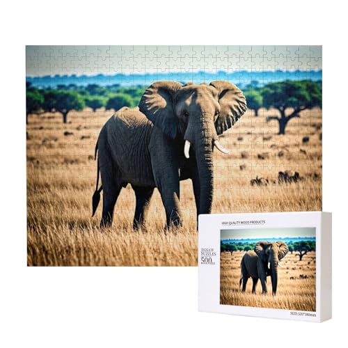 Phayah 500 Teile Erwachsenenpuzzle Kinder Holzpuzzle Spielzeug Kit Wohnkultur 52 x 38 cm Afrikanisches Elefantenmuster Phayah 500 Teile Erwachsenenpuzzle Kinder Holzpuzzle Spielzeug Kit Wohnkultur 52 x 38 cm Afrikanisches Elefantenmuster von PHAYAH