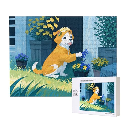 Phayah 500 Teile Erwachsenenpuzzle Kinder Holzpuzzle Spielzeug Kit Wohnkultur 52 x 38 cm Blumenarrangement Welpenmuster Phayah 500 Teile Erwachsenenpuzzle Kinder Holzpuzzle Spielzeug Kit Wohnkultur 52 x 38 cm Blumenarrangement Welpenmuster von PHAYAH