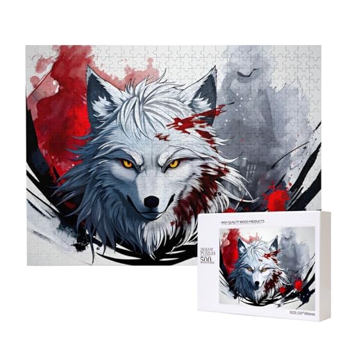 Phayah 500 Teile Erwachsenenpuzzle Kinder Holzpuzzle Spielzeug Kit Wohnkultur 52 x 38 cm Ein Wolfskopf Tropfendes Blutmuster Phayah 500 Teile Erwachsenenpuzzle Kinder Holzpuzzle Spielzeug Kit Wohnkultur 52 x 38 cm Ein Wolfskopf Tropfendes Blutmuster von PHAYAH