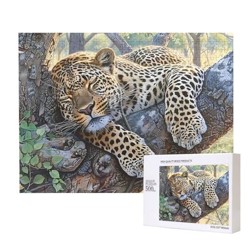 Phayah 500 Teile Erwachsenenpuzzle Kinder Holzpuzzle Spielzeug Kit Wohnkultur 52 x 38 cm Schlafendes Leopardenmuster Phayah 500 Teile Erwachsenenpuzzle Kinder Holzpuzzle Spielzeug Kit Wohnkultur 52 x 38 cm Schlafendes Leopardenmuster von PHAYAH