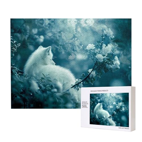 Phayah 500 Teile Erwachsenenpuzzle Kinder Holzpuzzle Spielzeug Kit Wohnkultur 52 x 38 cm Weißes Fuchsmuster Phayah 500 Teile Erwachsenenpuzzle Kinder Holzpuzzle Spielzeug Kit Wohnkultur 52 x 38 cm Weißes Fuchsmuster von PHAYAH
