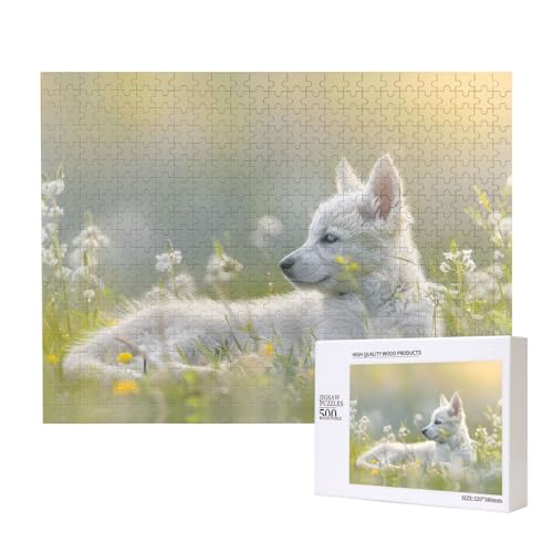Phayah 500 Teile Erwachsenenpuzzle Kinder Holzpuzzle Spielzeug Kit Wohnkultur 52 x 38 cm Weißes Welpenmuster Phayah 500 Teile Erwachsenenpuzzle Kinder Holzpuzzle Spielzeug Kit Wohnkultur 52 x 38 cm Weißes Welpenmuster von PHAYAH