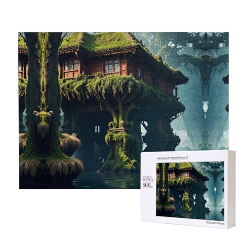 Phayah 500 Teile Erwachsenenpuzzle Kinder Holzpuzzle Spielzeug Kit Wohnkultur 52 x 38 cm schwimmendes Inselhausmuster Phayah 500 Teile Erwachsenenpuzzle Kinder Holzpuzzle Spielzeug Kit Wohnkultur 52 x 38 cm schwimmendes Inselhausmuster von PHAYAH