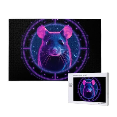 Phayah Abzeichen Maus Kopf Muster Puzzle Einzigartige Puzzle Wandkunst Bild für Heimdekoration 1000 Stück von PHAYAH