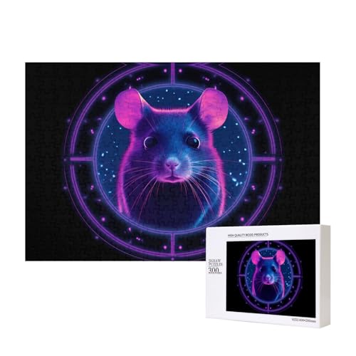Phayah Abzeichen Maus Kopf Muster Puzzle Einzigartige Puzzle Wandkunst Bild für Heimdekoration 300 Stück von PHAYAH