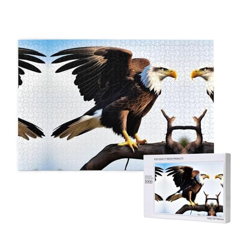 Phayah Adler mit Flügeln, Puzzle, 1000 Teile, Holzpuzzle für Familie, Freunde, Heimdekoration, Wandkunst, 75 x 50 cm von PHAYAH