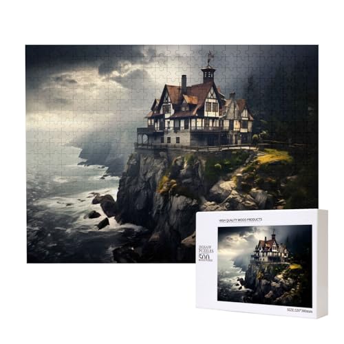 Phayah Alte Stadt am Meer Muster Puzzle Einzigartiges Puzzle Wandkunst Bild für Heimdekoration 500 Stück von PHAYAH