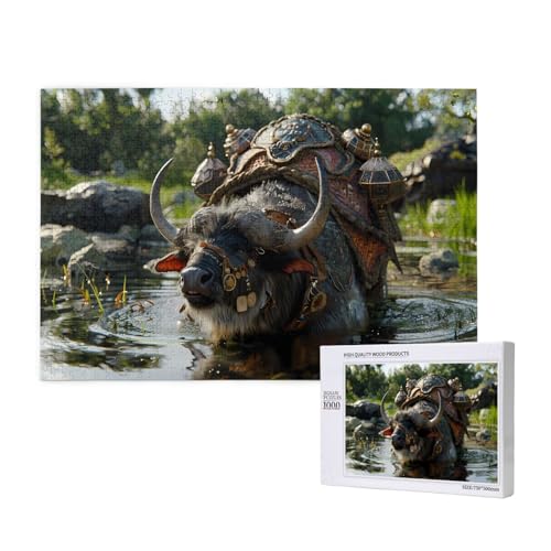 Phayah Armor Puzzle mit Büffelmotiv, für Erwachsene, 1000 Teile, Heimdekoration, Geburtstagsparty, für Männer und Frauen, 29,5 x 50 cm von PHAYAH