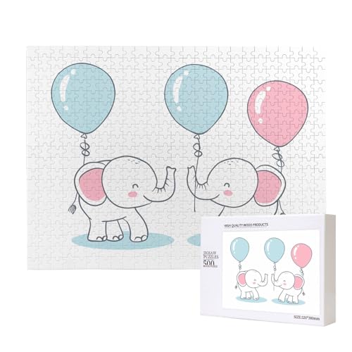 Phayah Baby-Elefanten- und Ballon-Puzzles für Erwachsene, 500 Teile, Heimdekoration, Geburtstagsparty für Männer und Frauen, 20,4 x 38,1 cm Phayah Baby-Elefanten- und Ballon-Puzzles für Erwachsene, 500 Teile, Heimdekoration, Geburtstagsparty für Männer und Frauen, 20,4 x 38,1 cm von PHAYAH