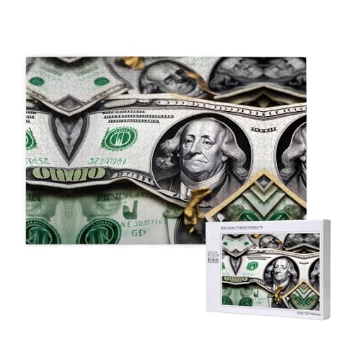 Phayah Banknotenmuster-Puzzles für Erwachsene, 1000 Teile, Heimdekoration, Geburtstagsparty für Männer und Frauen, 75 x 50 cm Phayah Banknotenmuster-Puzzles für Erwachsene, 1000 Teile, Heimdekoration, Geburtstagsparty für Männer und Frauen, 75 x 50 cm von PHAYAH