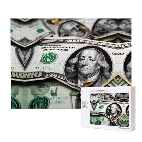 Phayah Banknotenmuster-Puzzles für Erwachsene, 500 Teile, Heimdekoration, Geburtstagsparty für Männer und Frauen, 50 x 38 cm von PHAYAH