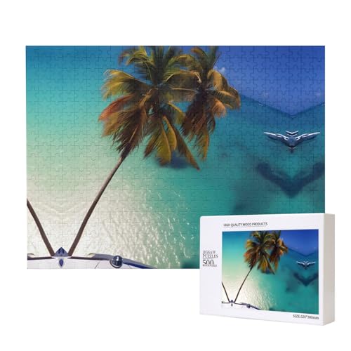 Phayah Beach Coconut Sunshine Puzzles 500 Teile für Puzzle Holzpuzzle für Familie Freund Heimdekoration Wandkunst 20,4 x 38,1 cm von PHAYAH