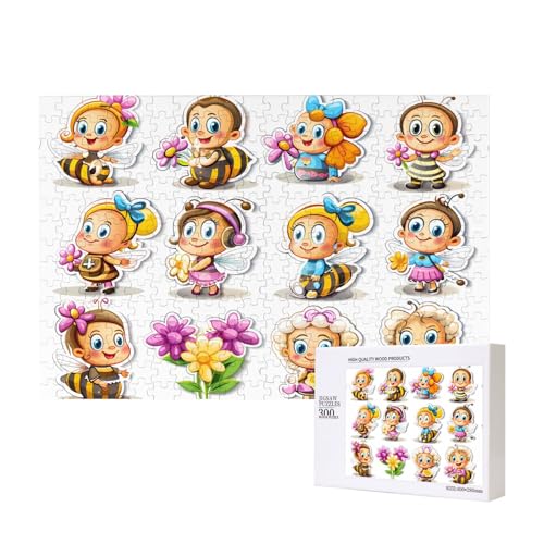 Phayah Bienen-Cartoon-Puzzles für Erwachsene, 300 Teile, Heimdekoration, Geburtstagsparty für Männer und Frauen, 40 x 27,9 cm Phayah Bienen-Cartoon-Puzzles für Erwachsene, 300 Teile, Heimdekoration, Geburtstagsparty für Männer und Frauen, 40 x 27,9 cm von PHAYAH