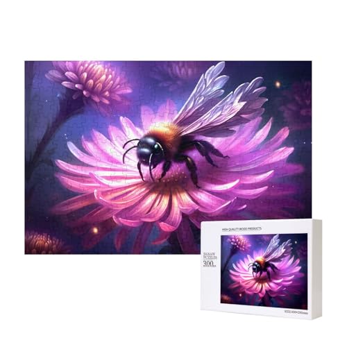 Phayah Bienenpflückendes Blumenmuster, Puzzle, einzigartiges Puzzle, Wandkunst, Bild für Heimdekoration, 300 Stück von PHAYAH